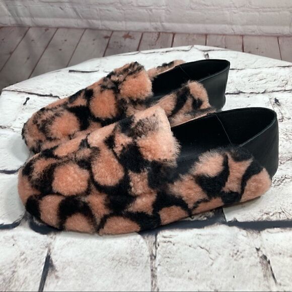 8 COACH HOLLY Smoking Slipper/Loafer Plush Shearling & Leather. Authentic NiB - Picture 8 of 16
